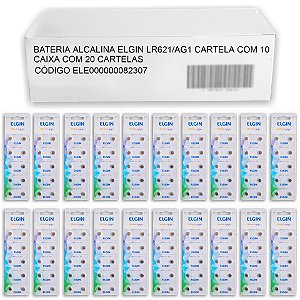 200 Pilha (20 Cartela) Lr621 621 Ag1 1.5v Elgin Alcalina Bateria