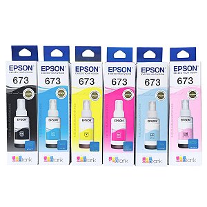 Kit 6 Refil de Tinta 673 ORIGINAL Para Epson Ecotank L800 L805 L850