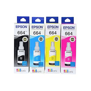 Kit 4 Refil de Tinta 664 ORIGINAL Para Epson Ecotank L355 L365 L375 L396 L455