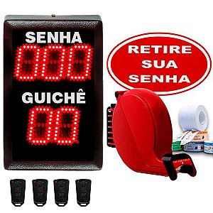 Painel Eletronico Senha com 4 Guichê + Dispensador de Senhas