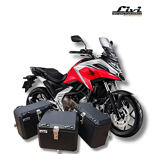 KIT BAÚS LATERAIS + TOP CASE 43L NC 700 / NC 750X TODOS OS ANOS C/ SUPORTES