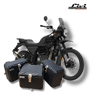KIT BAÚS LATERAIS LIVI 35L + TOP CASE 43L ROYAL ENFIELD HIMALAYAN 400-411 COM SUPORTES !