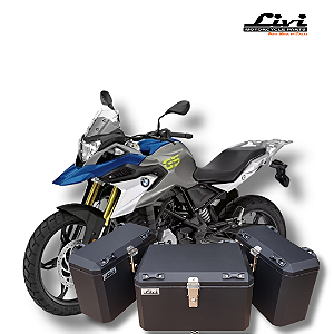 KIT BAÚS LATERAIS LIVI 35L + TOP CASE 50L BMW G310GS COM SUPORTES !