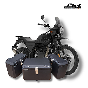 KIT BAÚS LATERAIS 35L + TOP CASE 50L ROYAL ENFIELD HIMALAYAN 400/411 COM SUPORTES !