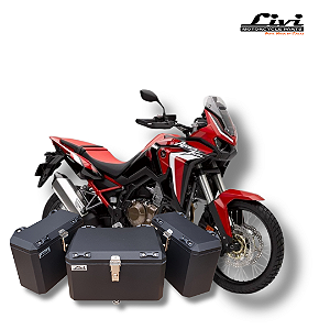 KIT BAÚS LATERAIS LIVI 35L + TOP CASE 50L HONDA ÁFRICA TWIN 1000 COM SUPORTES !