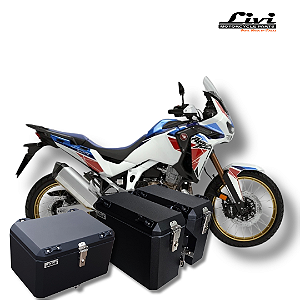 KIT BAÚS LATERAIS LIVI 30l/37 + TOP CASE 50L HONDA ÁFRICA TWIN 1100 ADVENTURE COM SUPORTES 2021 !