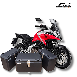 KIT BAÚS LATERAIS LIVI 35L + TOP CASE 50L HONDA NC 700 / NC 750X TODOS OS ANOS COM SUPORTES!