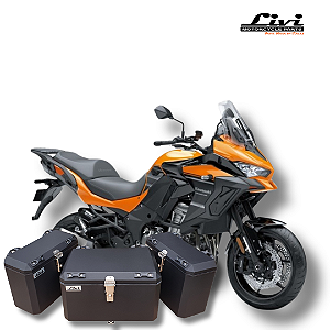 KIT BAÚS LATERAIS 35L + TOP CASE 50L KAWASAKI VERSYS 1000 2016 ACIMA COM SUPORTES !