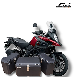 KIT BAÚS LATERAIS LIVI 35L + TOP CASE 50L SUZUKI V-STROM 1000 COM SUPORTES TODOS OS ANOS !