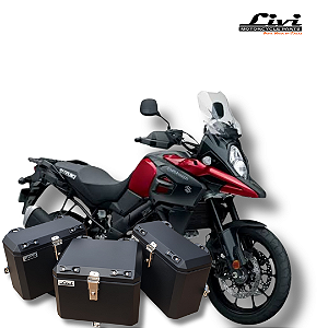KIT BAÚS LATERAIS LIVI 35L + TOP CASE 43 L SUZUKI V-STROM 1000  COM SUPORTES - TODOS OS ANOS !