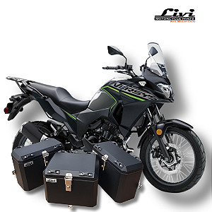 KIT BAÚS LATERAIS LIVI 35L + TOP CASE 43L KAWASAKI VERSYS X300 + SUPORTES