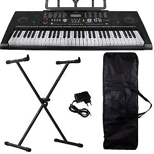 Kit Teclado Musical Profissional KeyPower Kp300 usb suporte - Loja