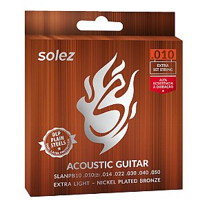 Encordoamento Violão Aço 010 Solez Bronze SLANPB10