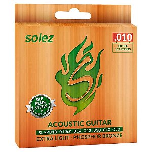 Encordoamento Violão aço 010 Solez Bronze  SLAPB10 DLP