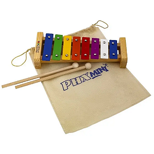 Xilofone Metalofone infantil 8 notas colorido TG8-2 PHX c/ capa