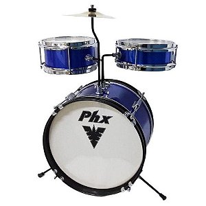 Bateria Infantil Criança Phx 14" 3 peças azul completa