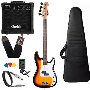 Kit Baixo Precision PHX PBS Sunburst 4 Cordas Amplificador bss150