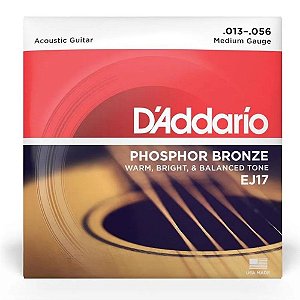 Encordoamento Violão Aço 013 Daddario Ej17 Phosphor Bronze