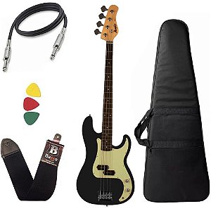 Kit Baixo Tagima Memphis Mb40 Preto 4 cordas Capa Cabo