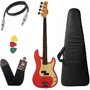 Kit Baixo Tagima Memphis Mb40 Vermelho Fiesta Red 4 cordas Capa