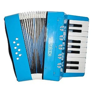 Mini Acordeon Turbo Turbinho 8 Baixos Azul Claro Sanfona