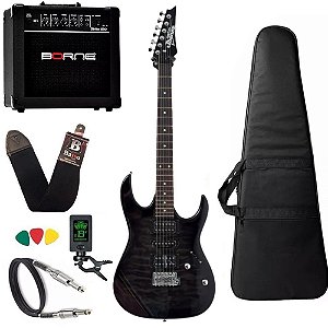 Kit Guitarra Ibanez Grx 70qa Preta + amplificador Borne