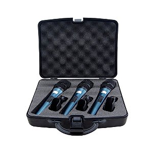 Kit 3 Microfones Kadosh K-3.1 com Fio + maleta profissional