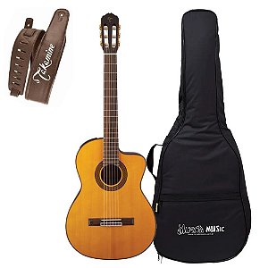 Kit Violão Takamine Gc5ce Correia Couro Bag Luxo