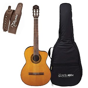 Kit Violão Takamine Gc1ce Correia Couro Bag