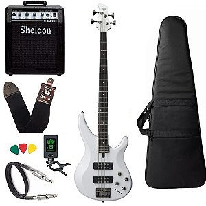 Kit Baixo Yamaha TRBX304 Branco 4 Cordas Ativo Amplificador