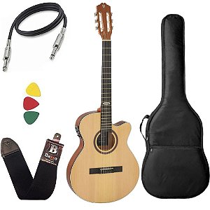 Kit Violão Flat Strinberg Sl200c Nylon Elétrico Capa Bag