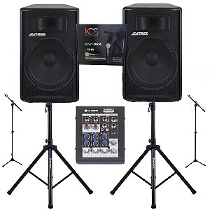 Kit de som igreja para 200 pessoas Caixa 600w Microfone Mesa