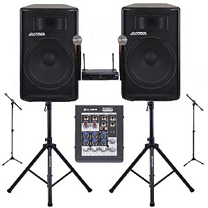 Kit de som igreja para 200 pessoas Caixa 600w Microfone Mesa