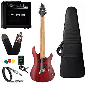 Kit Guitarra Cort Kx307ms Opm Mahogany 7 cordas Cubo Borne