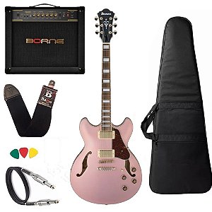 Kit Guitarra Ibanez As73G RGF Rose Amplificador