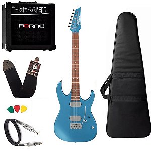 Kit Guitarra Ibanez GRX120SP-MLM Azul 6 cordas Amplificador