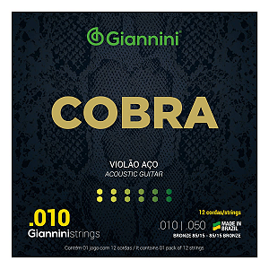 Encordoamento Violão 12 cordas Giannini Cobra Bronze 010