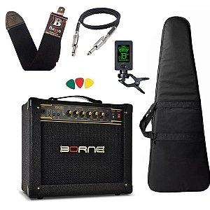 Kit Guitarra Borne Vorax 630 Amplificador Bag Correia Cabo Afinador