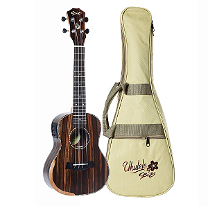 Ukulele Seizi Bora Bora Plus Concert Elétrico Ebony com Bag