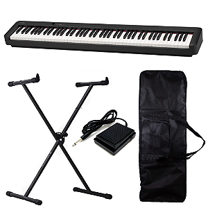 Kit Piano Digital Casio Stage CDP-S110 Preto 88 teclas + Acessórios