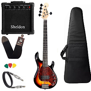 Kit Contra Baixo Phx Msr5 Sunburst 5 Cordas Amplificador