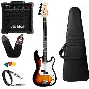 Baixo Infantil Phx ipb Sunburst Precision 3/4 + amplificador