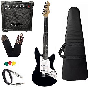 Kit Guitarra Tonante Valentine’s Preta Corpo Alder Amplificador