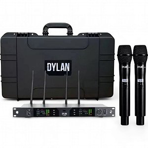 Microfone Dylan D-9500 rack Duplo de mão 200 canais
