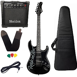 Kit Guitarra Tagima Rock In Rio Guitar Bk Preta + Sheldon