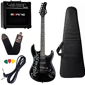 Kit Guitarra Tagima Rock In Rio Guitar Preta Amplificador Borne