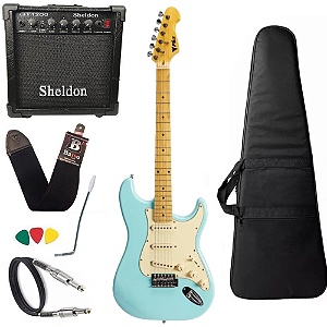 Kit Guitarra Phx St-2 Stratocaster Daphne Blue Azul + Amplificador