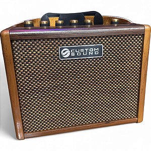 Amplificador portátil Violão e voz Custom Sound Mini 15 bateria reverb bluetooth