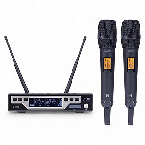 Microfone Sem Fio Dylan UHF Duplo D-8000S