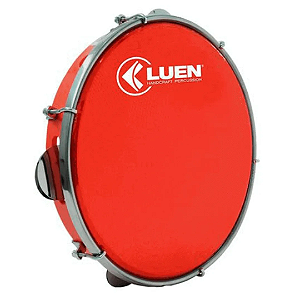 Pandeiro Luen 12" Formica Vermelho Plat Inx Tarraxa Dupla Holografica Vermelho 40176VM/VM